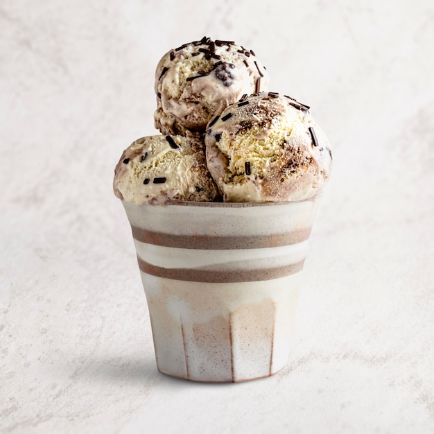 Chocolate chip ice cream food photography