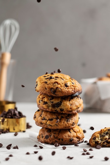 Chocolate chips cookies arrangement