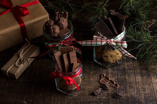 Free photo chocolate and christmas concept