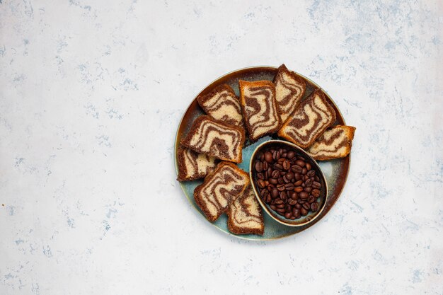 Chocolate,coffee and Vanilla Gluten free Marble Cake, Homemade Pound Cake.