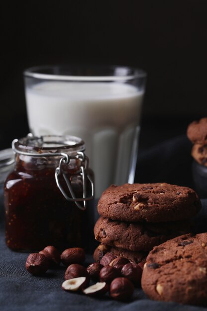 Chocolate cookies with chocolate chips