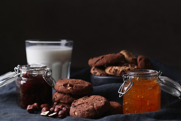 Chocolate cookies with chocolate chips