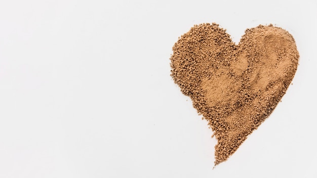 Chocolate crumbs in heart form