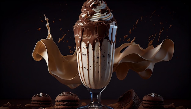 Chocolate dessert gourmet sweet food cream and drink generative AI
