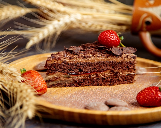 Chocolate dessert with strawberry