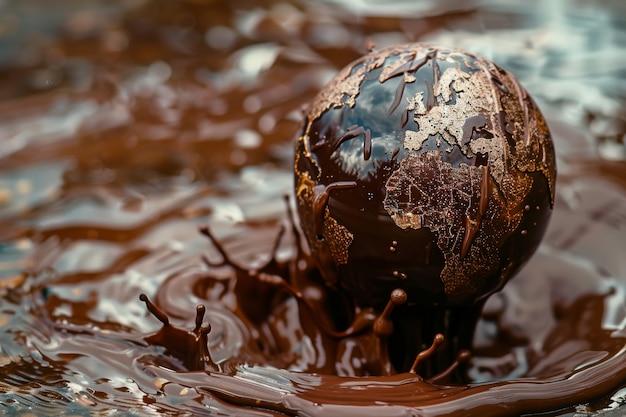 Foto gratuita la palla del mondo fantastico al cioccolato