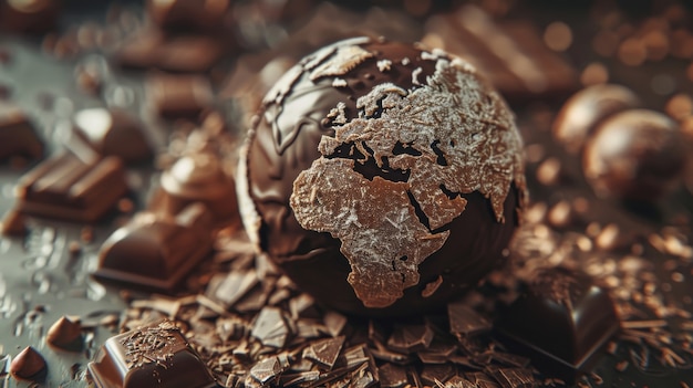 Foto gratuita la palla del mondo fantastico al cioccolato