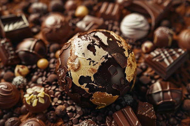 Foto gratuita la palla del mondo fantastico al cioccolato