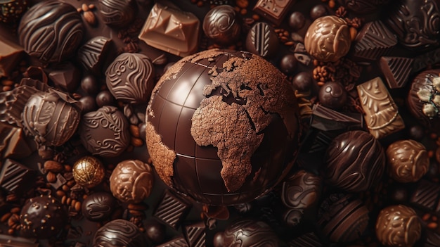 Foto gratuita la palla del mondo fantastico al cioccolato