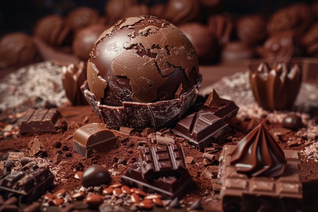 Foto gratuita la palla del mondo fantastico al cioccolato