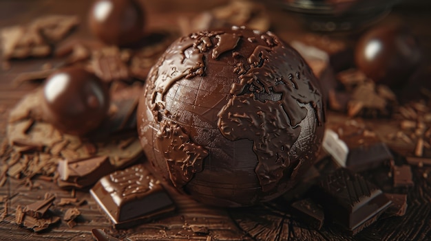 Foto gratuita la palla del mondo fantastico al cioccolato