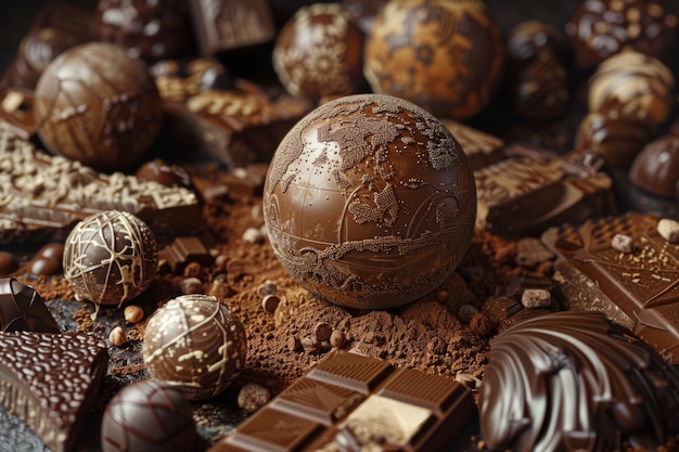 Foto gratuita la palla del mondo fantastico al cioccolato