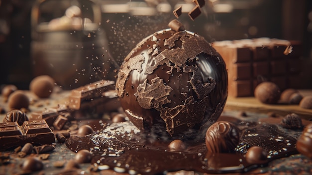 Foto gratuita la palla del mondo fantastico al cioccolato