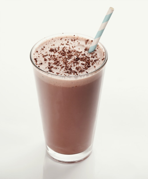 Chocolate milkshake with straw