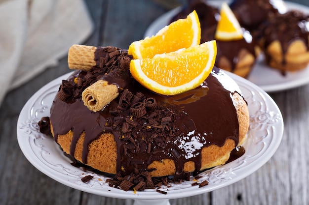 Free photo chocolate orange marble cake