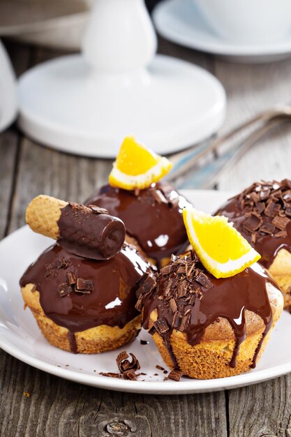 Free photo chocolate orange marble cake