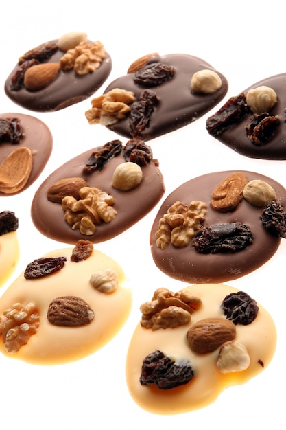 Chocolate pieces with nuts