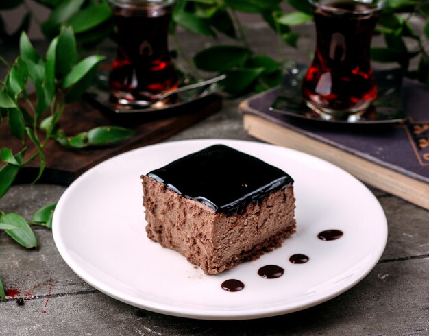 Chocolate souffle on the table