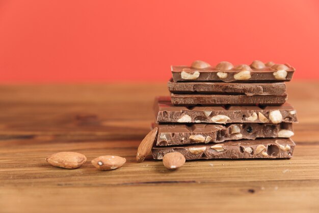 Chocolate tower with nuts