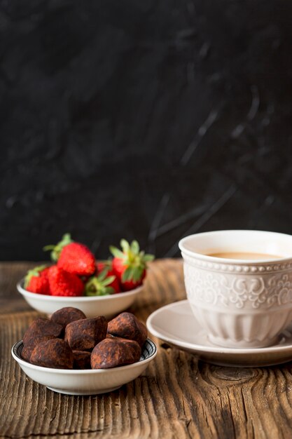 Chocolate truffle in cocoa powder