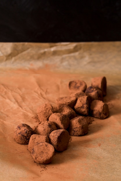 Chocolate truffle in cocoa powder