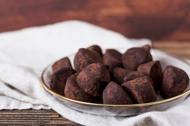 Chocolate truffles in a bowl