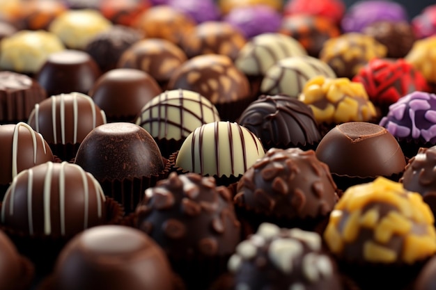 Chocolates truffles tasty close ups