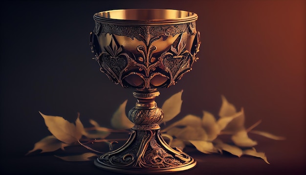 Christian chalice golden wine symbolizing sacrament and spirituality generated by AI