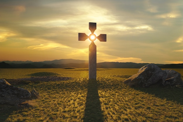 Free photo christian cross in nature