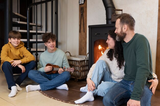 Christian family praying together