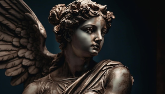 Christianity symbol a praying grieving cherub sculpture generated by AI