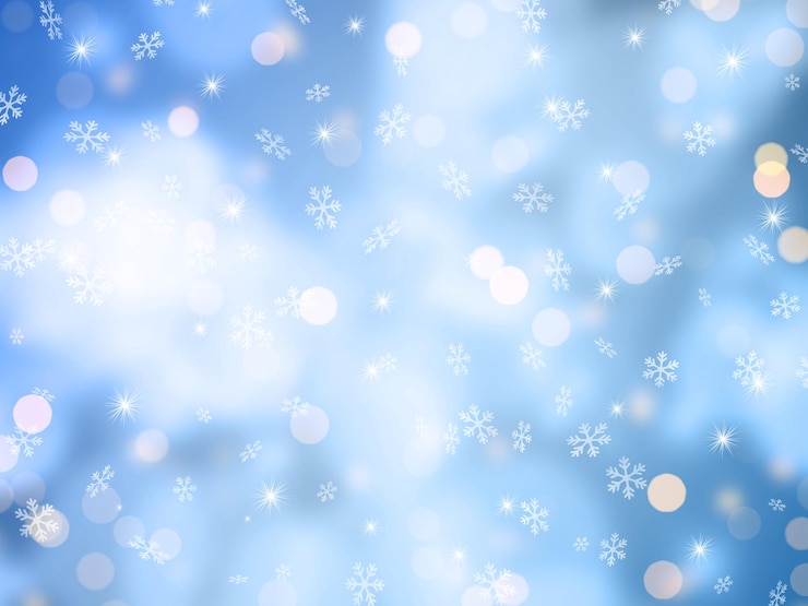 無料Photo 雪片、星、ボケライトのデザインが施されたクリスマスのackground
