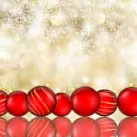 Free photo christmas background of baubles on falling snowflakes