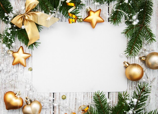 Premium Photo | Christmas background - blank paper with decoration