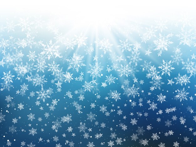 Christmas background of falling snowflakes