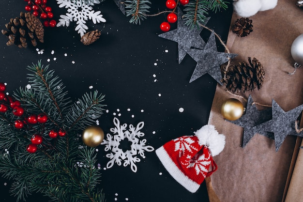 Christmas background layout on black background