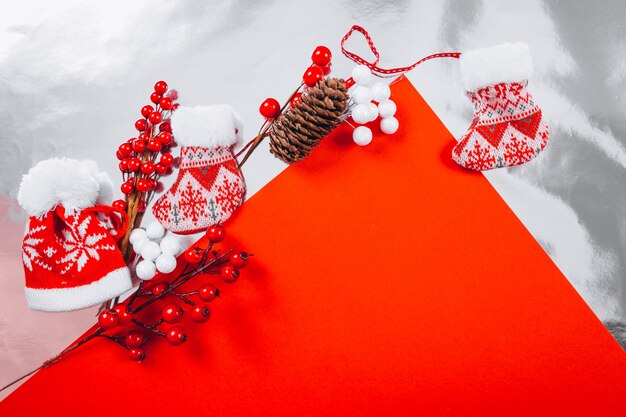 Christmas background layout on red background