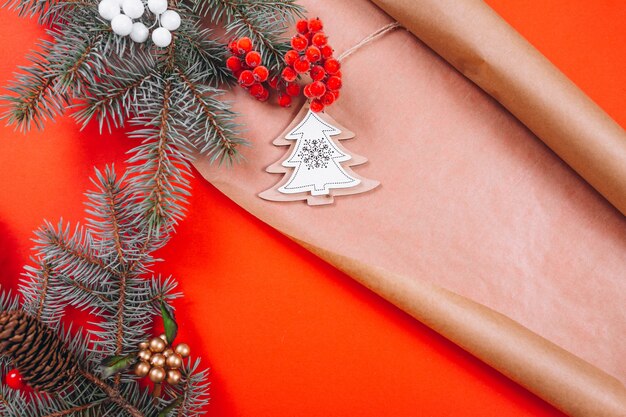 Christmas background layout on red background