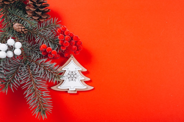 Free photo christmas background layout on red background