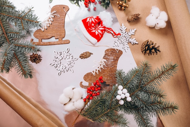 Christmas background layout on silver background