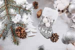 Free photo christmas background layout on silver background