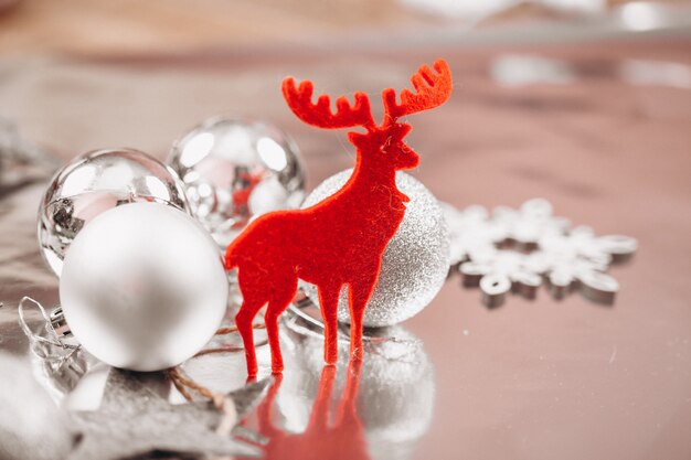 Christmas background layout on silver background