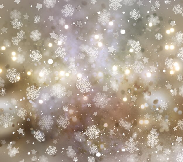 Christmas background of snowflakes and stars
