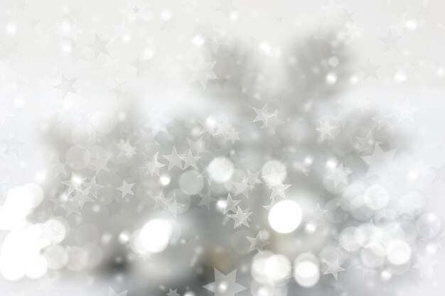 Christmas background of stars and bokeh lights