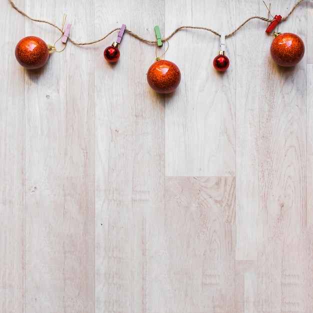 Christmas background with balls on top