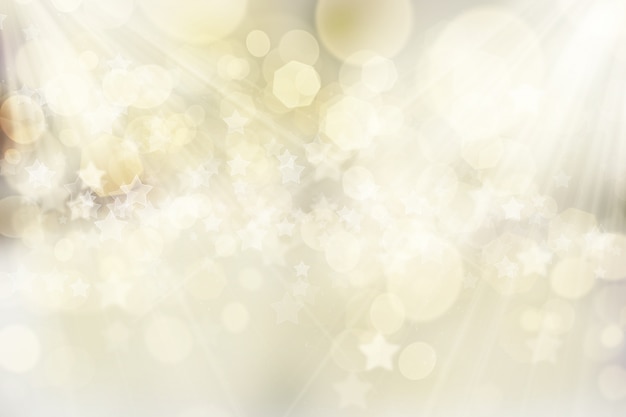 Christmas background with bokeh lights and stars