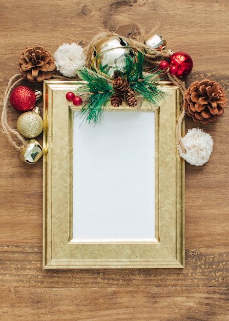 Christmas background with empty frame for text.