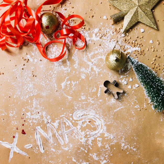 Christmas background with flour