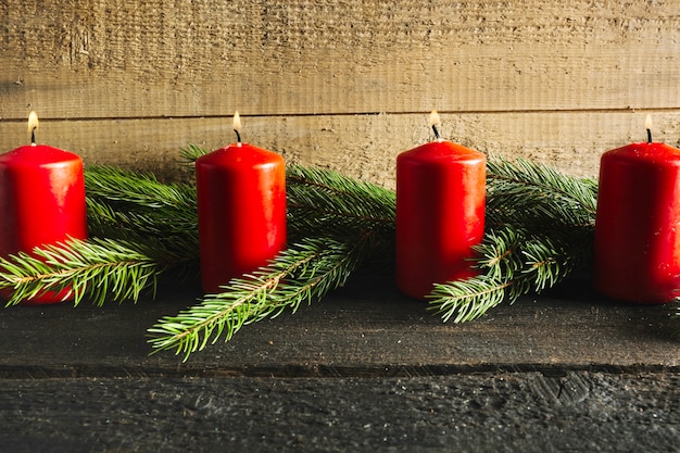 Christmas background with four candles