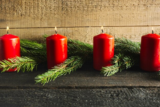 Christmas background with four candles